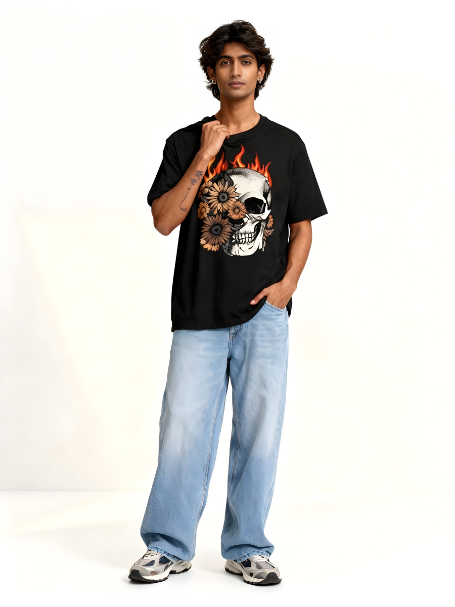 Eternal Bloom Oversized Tee - 180 GSM Premium Cotton
